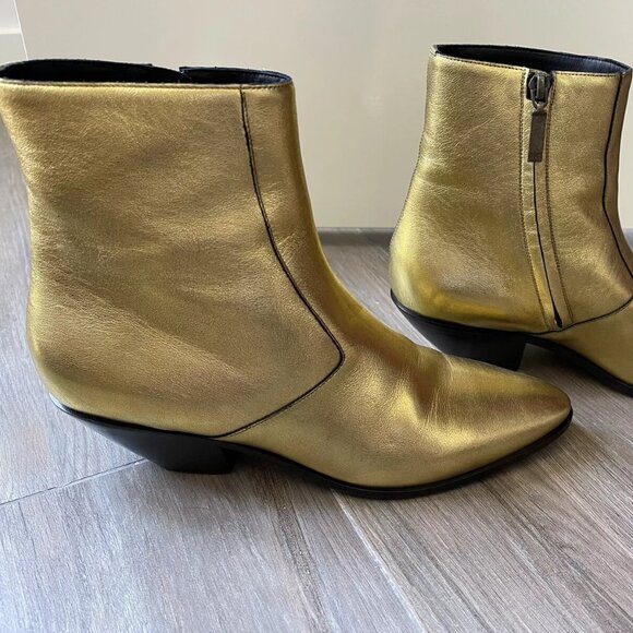 SAINT LAURENT West 45 Metallic Western Ankle Boot - Picture 7 of 16